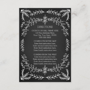 Cartões de Direção de Casamento Quadro Negro Vinta