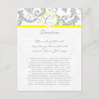 Cartões de Direção do Casamento Amarelo da cinza