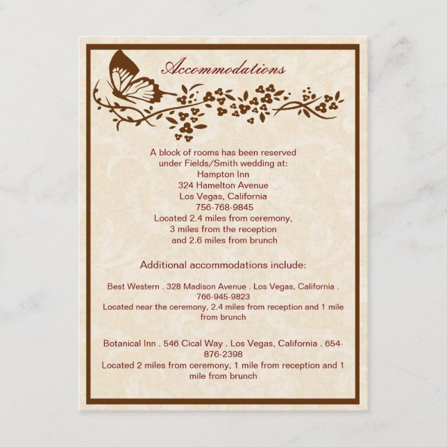 Cartões de Enclausuramento de Casamento de Borbole (Frente)