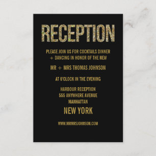 Cartões de Enclosure Glitter Black Gold Recepção