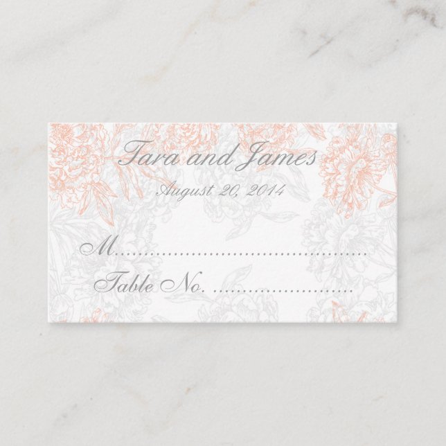 Cartões De Escolta De Casamento Floral Da Cinza Co (Frente)