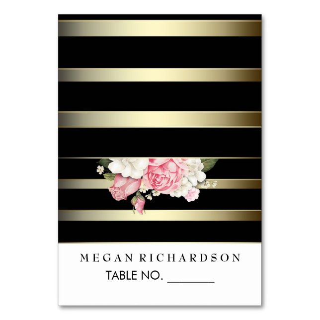 cartões de escolta de casamento listras florais (Frente)