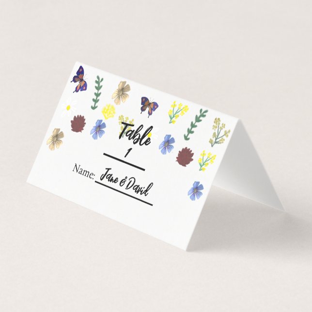 Cartões de Espaço Branco Elegante Boho Wildflower (Frente)
