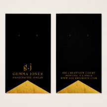 Cartões de exibição de folha de papel preto Dourad