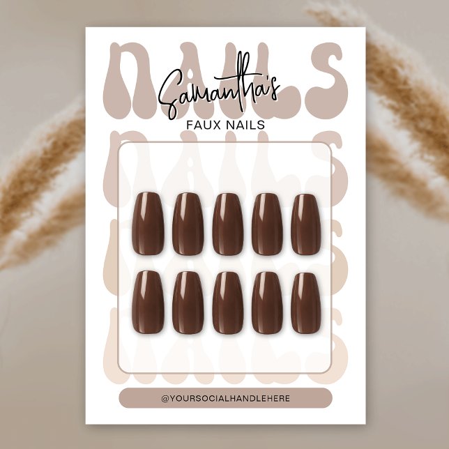 Cartões de Exposição do Guia de Cuidados com Unhas (Trendy retro acrylic nails display cards (! nails are for demonstration only, they are not included))