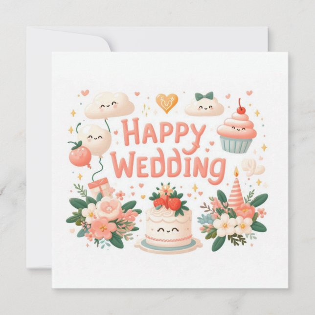 Cartões de Felicitações de Casamento Felizes (Frente)