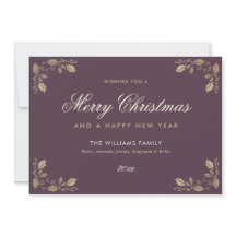 Cartões de Feliz ano novo de Natal Dourados