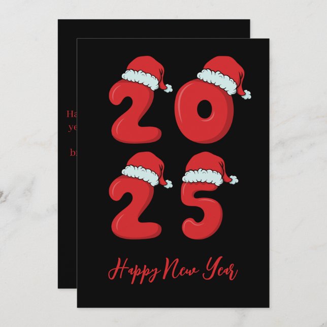 Cartões de feliz ano novo simples estilo Natal 202 (Frente/Verso)