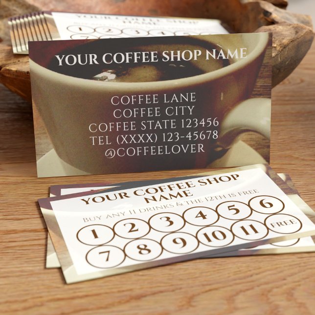 Cartões de fidelidade de Café Compre (For coffee shops and cafes. Just add your business name and address)