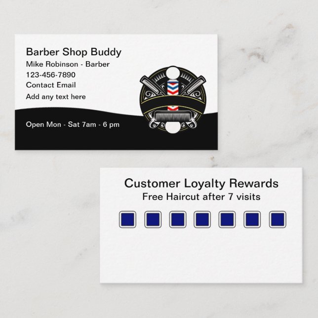 Cartões de Fidelidade de Cliente de Barbearia (Frente/Verso)