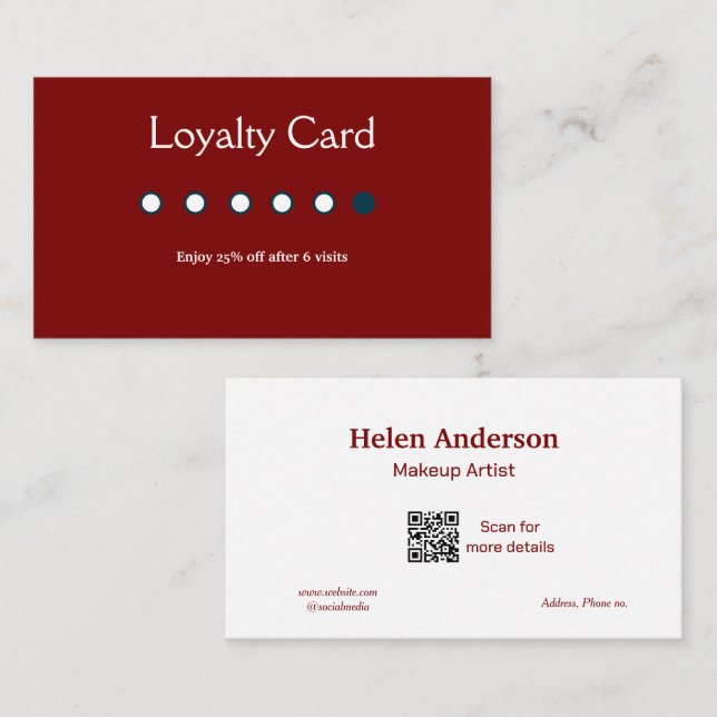 cartões de fidelidade de salão de negócios clássic (Frente/Verso)