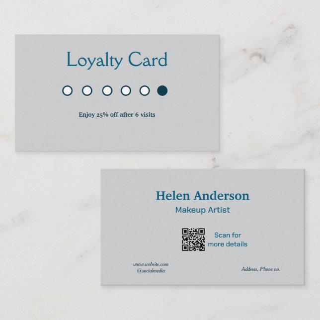 cartões de fidelidade de salão de negócios clássic (Frente/Verso)