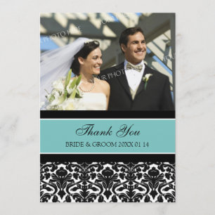 Cartões de Foto de Agradecimento de Casamento Teal