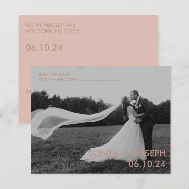Cartões de Foto de Casamento Mínimos para Salvar a (Frente/Verso)