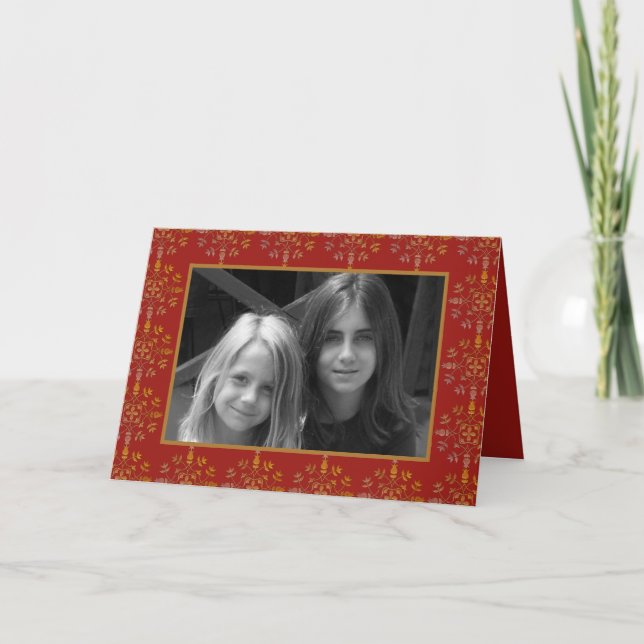 Cartões de foto de Natal 1 Foto do Floco de Neve V (Frente)