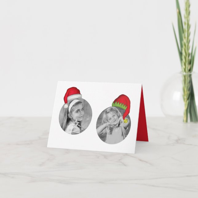 Cartões de foto de Natal 3 do Santa Claus Elf Joll (Frente)