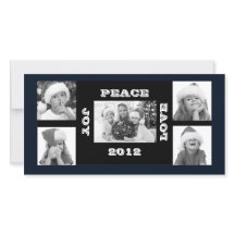 Cartões de foto de Natal 5 fotos Joy Peace Love