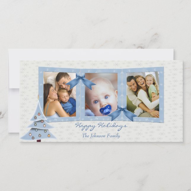 Cartões de foto de Natal azul (Frente)