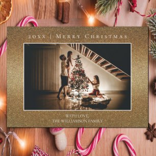 Cartões de foto de Natal brilhante Dourado