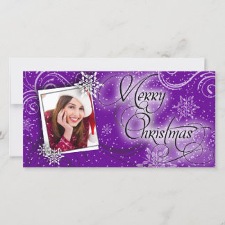 Cartões de foto de Natal Brilho Roxo na moda