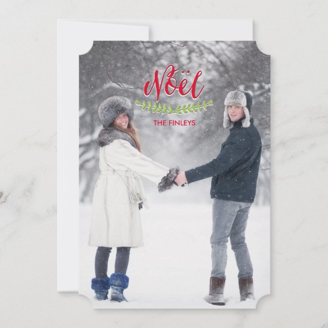Cartões de foto de Natal Classic Noel (Frente)