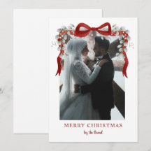 Cartões de Foto de Natal com Letterpress Vermelho 