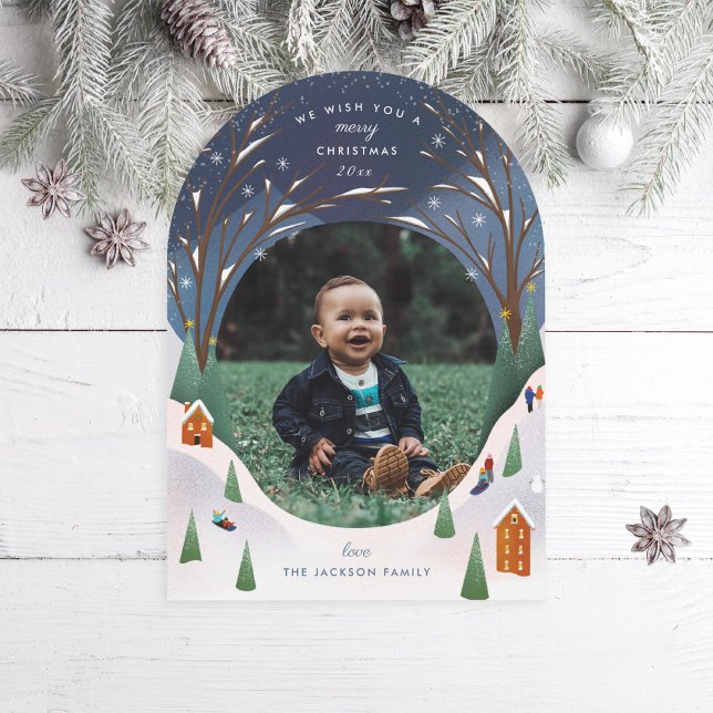 Cartões de foto de Natal da cena de inverno da Sno (Criador carregado)