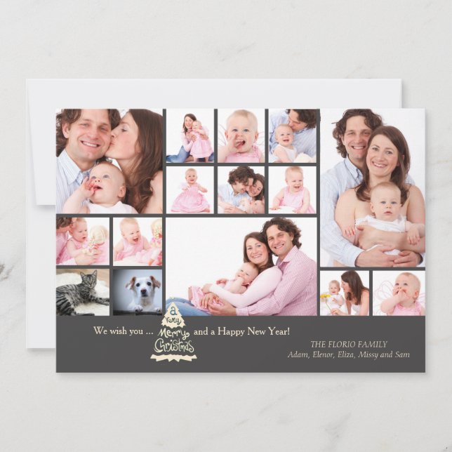 Cartões de foto de Natal da colagem do quadro (Frente)