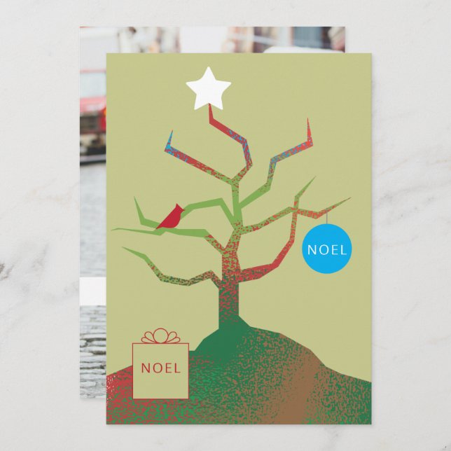 Cartões de foto de Natal De Árvore De Arte (Frente/Verso)