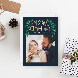 Cartões de foto de Natal de cor editável Winterber