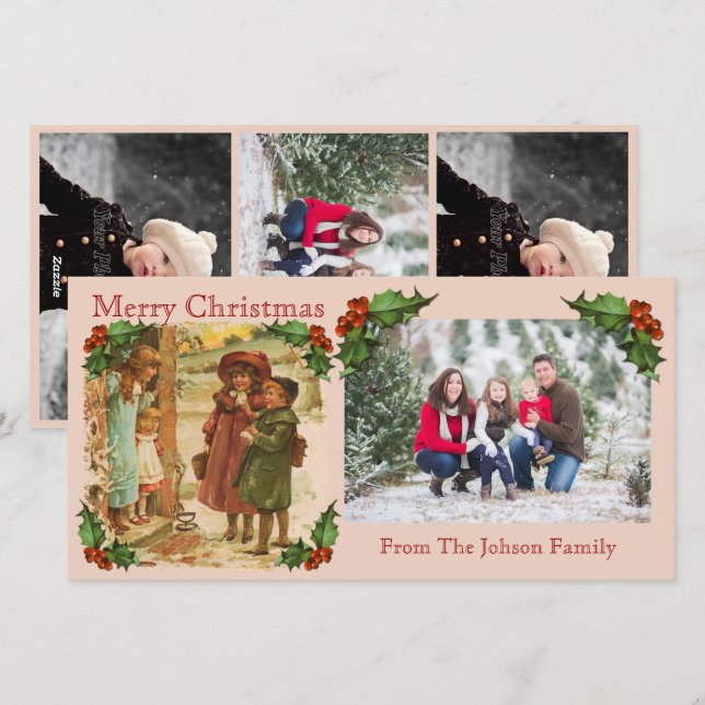 Cartões de foto de Natal de Crianças Vitorianas (Frente/Verso)