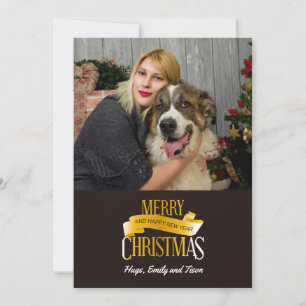 Cartões de foto de Natal de Faixa Dourada