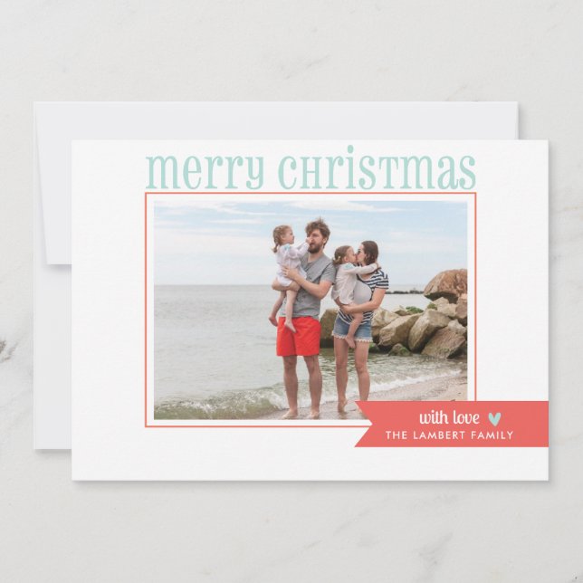 Cartões de foto de Natal de faixa moderna simples (Frente)