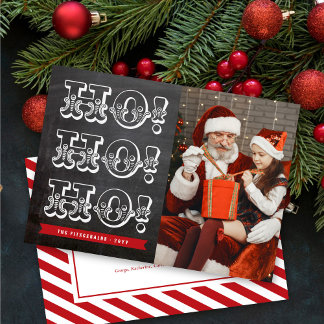 Cartões de foto de Natal de Feriado HO HO do Quadr