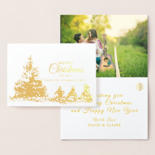 Cartões de foto de Natal de folhas com árvores