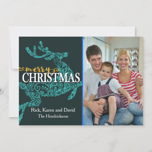 Cartões de foto de Natal de Fundo da Reindeer (Frente)