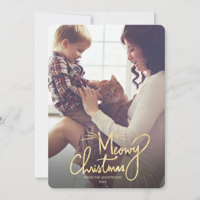 Cartões de foto de Natal De Gato Engraçado De Feli (Frente)