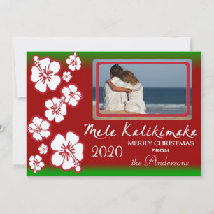 Cartões de foto de Natal de hibiscos do Havaí ve