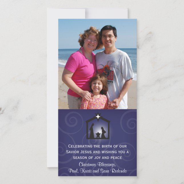 Cartões de foto de Natal de Natividade da meia-noi (Frente)