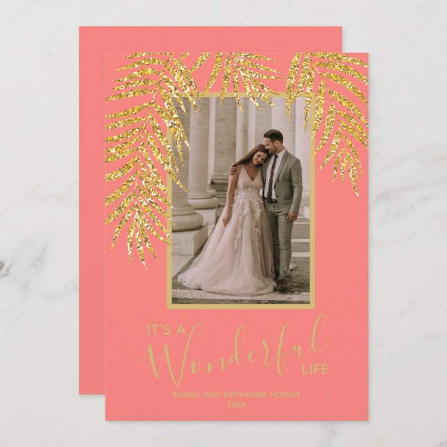 Cartões de foto de Natal de Palma Tropicais (Frente/Verso)