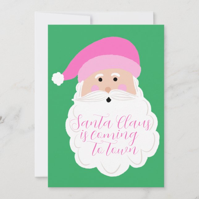 Cartões de foto de Natal de Papais noeis rosa (Frente)