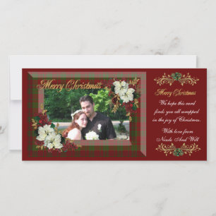 Cartões de foto de Natal de poinsetos brancos