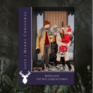 Cartões de foto de Natal de Reindeer Simples   Rox