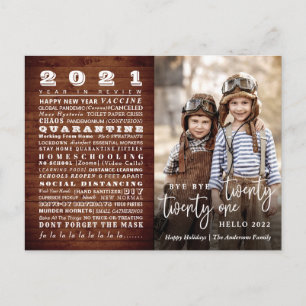 Cartões de foto de Natal de Revisão do Ano Engraça