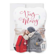 Cartões de foto de Natal de Script Vermelho Muito 