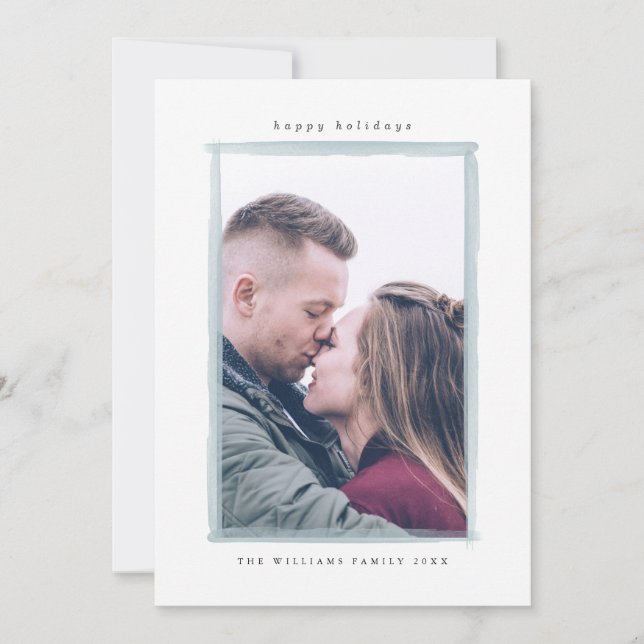 Cartões de foto de Natal de Traço de Aquarela de i (Frente)