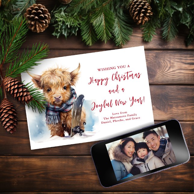 Cartões de foto de Natal de Vaca do Highland Snowb (Criador carregado)