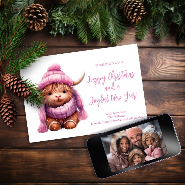 Cartões de foto de Natal de Vaca do Planalto Rosa (Criador carregado)