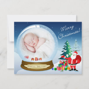 Cartões de foto de Natal do Santa Claus e do Glob