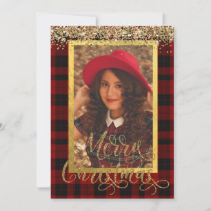 CARTÕES DE FOTO DE NATAL DOURADO e XADREZ